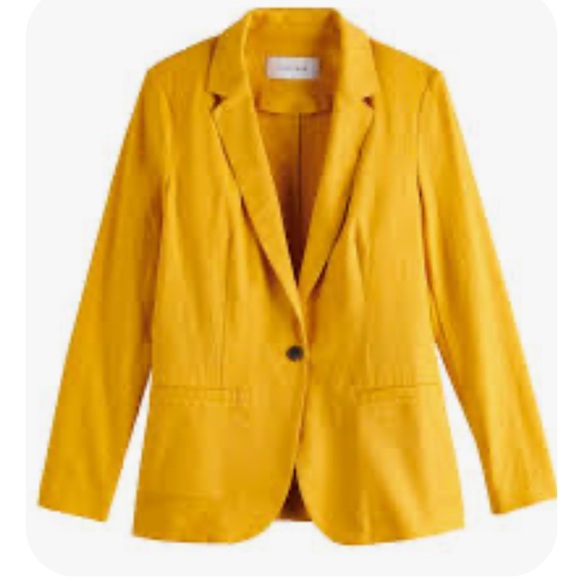 POPSUGAR Mustard linen blend Blazer jacket large - Picture 1 of 5